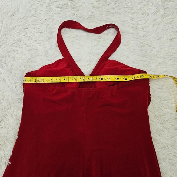 Spenser Jeremy Sz 10 Red Beaded Neckline Halter Y2k Babydoll Preppy Mini Dress - Picture 4 of 9